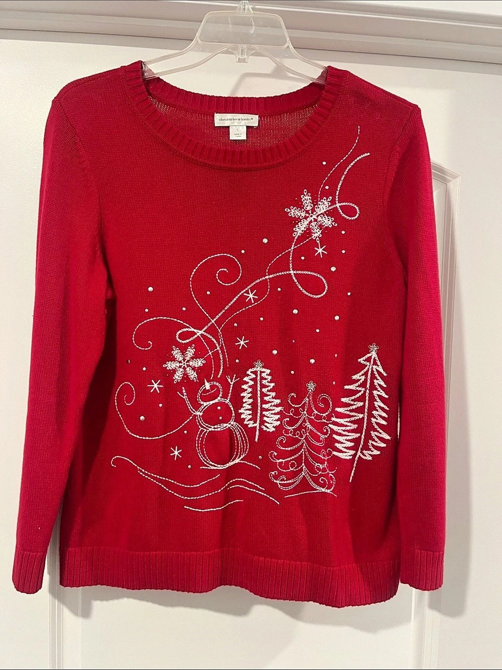 Christopher & Banks Fair Isle Holiday Sweater Red Large Like New
